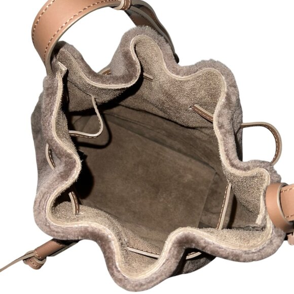 Teddy Blake‎ Eliza Faux Fur Leather Bucket Crossbody Chocolate Brown Neutral - Picture 7 of 15